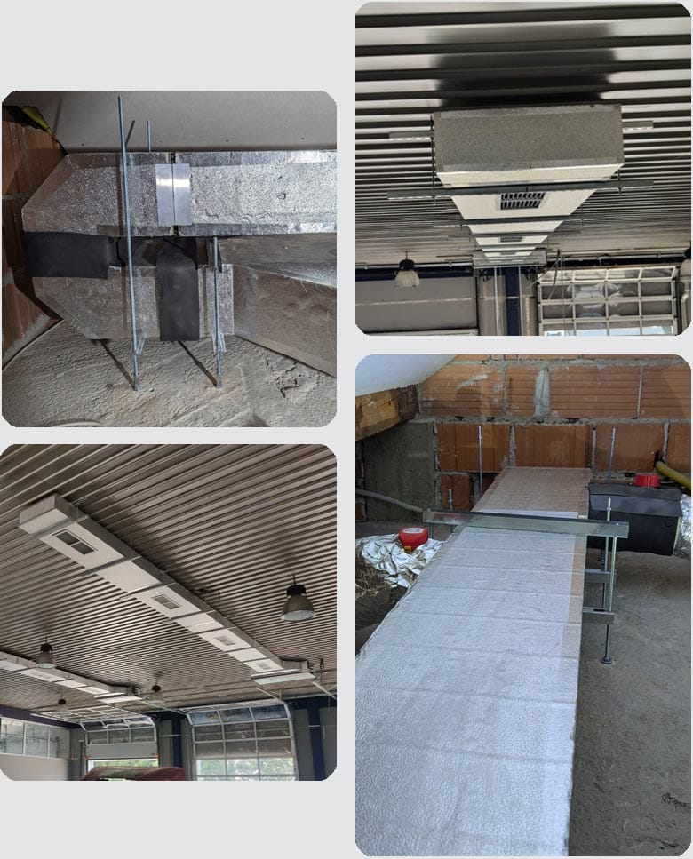 Ugrađeni ventilacijski kanali u industrijskom objektu